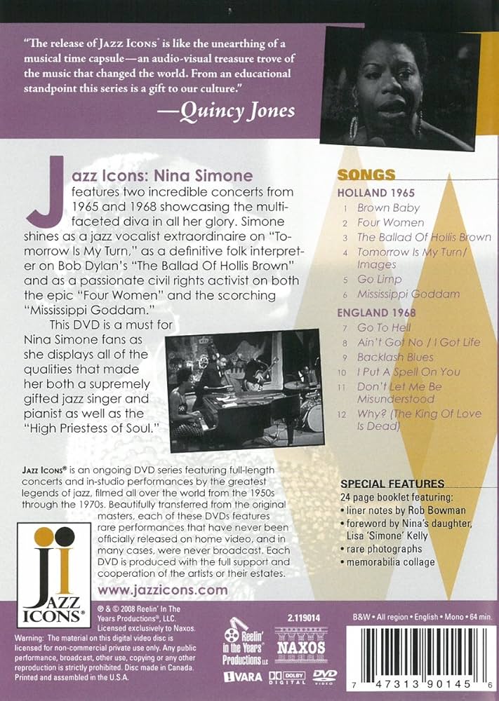 その他 Jazz Icons: Nina Simone Live in 65 &amp; 68 [DVD] [Import] 6g7v4d0 Amazon.com: Jazz Icons: Nina Simone - Live in '65 & '68